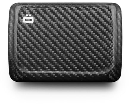 Porte-Cartes en Fibre de Carbone avec Fermoir en métal, Protection RFID Contre la fraude et la démagnétisation, Portefeuille Compact, modèle Smart Case Oslo