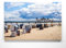 BilderKing Atemberaubende Ostsee XXL Leinwandbild 150 x 100cm, Motiv Usedom, Ahlbeck, Seebrücke, Strandkorb. Einzigartiges Panoramabild für Wohnzimmer, Schlafzimmer. aufgespannt auf 4cm Keilrahmen