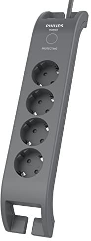 PHILIPS SPN3040C/10 Steckdosenleiste - Überspannungsschutz - 4-Fach Steckdosen - 900 J - Stecker Typ F - Schwarz