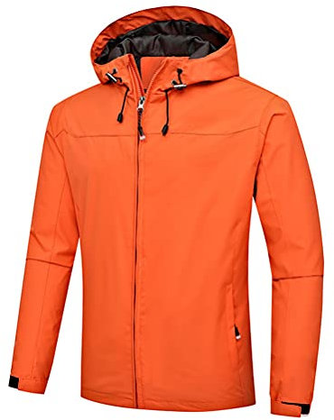 Minetom Herren Softshelljacke Wasserdicht Sommer Herbst Frühling Dünn Outdoor Atmungsaktiv Funktionsjacke Sport Wanderjacke Jacke Mantel Mit Kapuze B Orange S