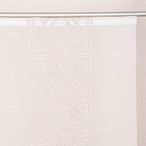 SCHÖNER LEBEN. Schiebevorhang Batistoptik Bestickt Ornament wollweiß grau weiß 245x60cm