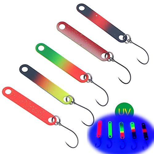 Njord Kalastus Messeneuheit 2022 Forellen Köder Stick Set 4cm 1,5g UV Aktiv | Trout Stick zum Forellen Angeln | Forellenköder Spoons Forelle Angelköder zum Forellen Fischen (5er Set)