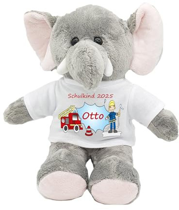 Kilala Elefant Befüllung für die Zuckertüte Schultüte mit Wunschname Topping für die Schultüte (Feuerwehrmann)