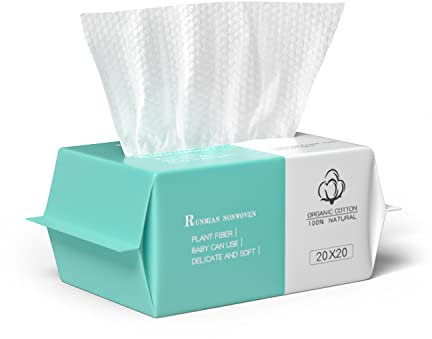 Serviette de Visage Jetable, PTN Lingettes Sèches en pur Coton, Coton Visage Tissus, Tissu 100% Coton, 80 Pièces pour Bébés, Lingettes de Maquillage et Chiffons Jetables(1 Pack)
