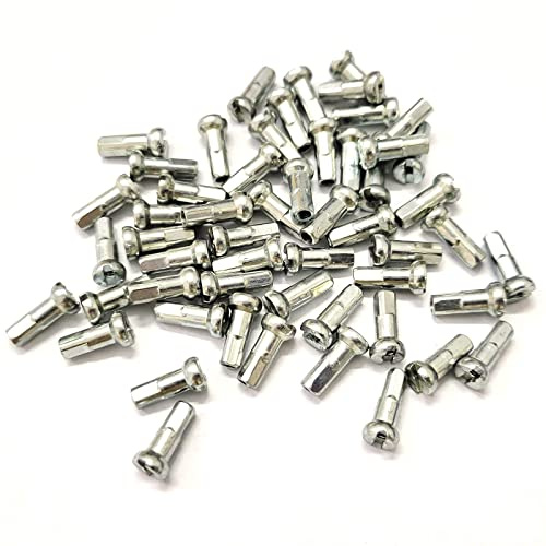 200 Stück Fahrrad-Speichennippel, passend für Mountainbikes, Rennräder mit einem Durchmesser von 14 G/2 mm, silberfarbener Stahl, 12 mm lang, Ersatzzubehör