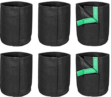 sourcing map Grow Bags Fabric Pots with Self-Adhesion Sides, 1 Gallon NonWoven Garden Plant Container for Transplanting Tomato Vegetable Flower, Black Pack of 6