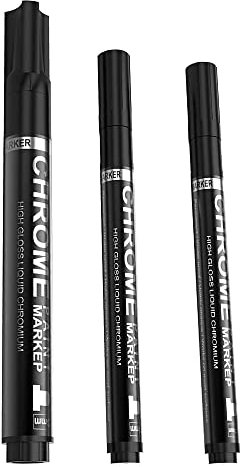 Energetic 3-teiliges Silber-Spiegel-Set, flüssiger Chrom-Lackstift, permanente Kunst, Silberspiegel, Chrom, 0,7/1/3 mm