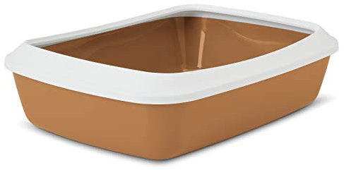 Schalentoilette Katzentoilette Katzenklo mit abnehmbarem Rand braun-Weiss IRIZ