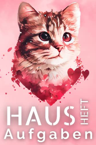 Hausaufgabenheft für Mädchen Katze: Geeignet für die Grundschule, Platz für ein Schuljahr, mit Stundenplänen, DIN A5, mit Datum, Tiere