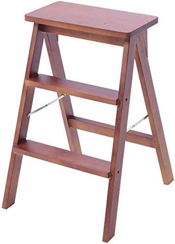 Step Ladder Folding Walker Stool / 3 Step Ladder, Wooden Stairchair Garden High Chair High Performance Garden Implement High Performance Max. 150 Kg In Brown