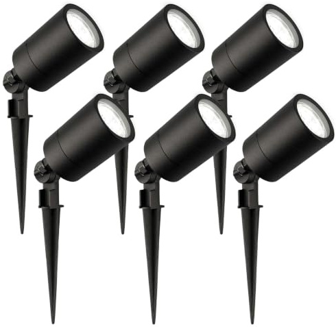 Ledvion 6er Set Gartenstrahler mit Erdspieß IP65 1W 6500K GU10 dimmbar | Fuer Garten Terrasse Einfahrt Wege Beete und dekorative Aussenbeleuchtung