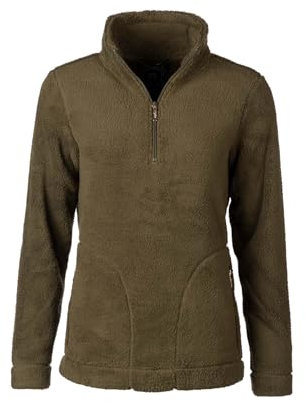 Rydale Ladies Overhead Plush Fleece Jumper Wonem's Quarter Zip Teddy Sweatshirt Fleeces (UK, Numeric, 14, Regular, Regular, Olive)
