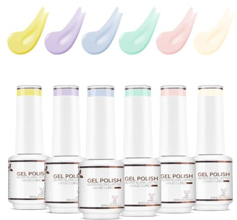 Nicedeco UV Gel Nagellack Pastell Set - 6 Farben, 8ml, Frühling Sommer Soak Off Gel Set 6-1