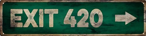 Vintage-Blechschild, Retro-Metallausgang, 420 Schilder, stilvolle Wandkunst, Plaketten für Heimdekoration, Badezimmer, Küche, Haus und Gothic-Wanddekoration oder als einzigartiges Poster, 40,6 x 10,2