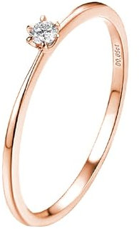 Ayoiow Roségold Ringe Frauen 18K Runder Ring Mit Weißer Runder Form Diamant Verlobungsringe Damen