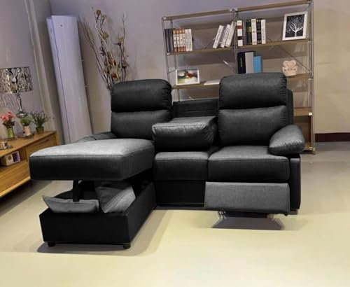 OAK SPOT Hugo Leather Recliner Left and Right Arm Corner Sofa Bed With Storage In Black and Grey Color (Black, Left Arm Corner)