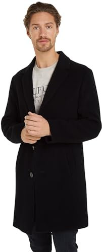 Tommy Hilfiger Herren Mantel Mix Coat Einreihig, Schwarz (Black), M