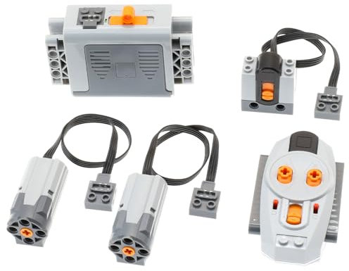 ASTEM 5Pcs Power-Function-Motor-Set Compatible with Technic-Parts. 8881 Battery Box, 8883 M Motor, IR Receiver Controlled Set. LEGO Compatible. 96+ Ages. 5 Pieces