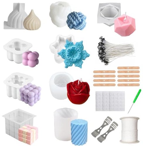 9 Pezzi Stampi per Candele in Silicone,Candele a Forma di Gomitolo,Forma di Candela in Silicone 3D,Forma di Candela Fai da Te,Candele a Forma di Gomitolo di Lana
