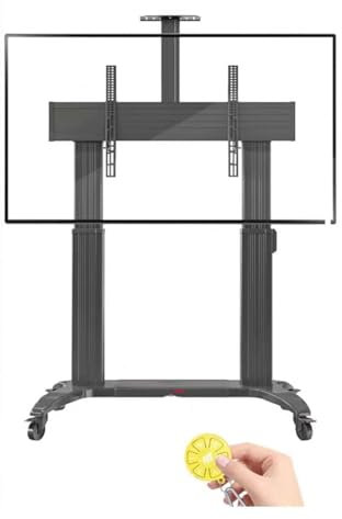 Mobiler TV-Wagenständer mit Rädern - Mobiler TV-Wagen aus Aluminium für 75- bis 110-Zoll-Bildschirme mit bis zu 300 Pfund, Smart LCD LED 4K Flache und Gebogene Panels, Hochleistungsständer, MAX VESA