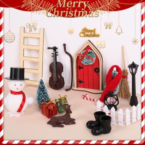 Ezydka Set di accessori per porta del gnomo, in miniatura, accessori per porta del gnomo, set per porta del gnomo, decorazione natalizia per bambini