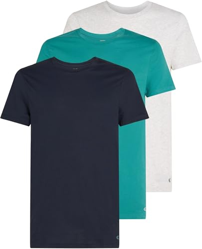 Calvin Klein Herren 3er Pack T-Shirts Kurzarm aus Baumwolle, Mehrfarbig (Shoreline, Snow Hthr, Lively Teal), M