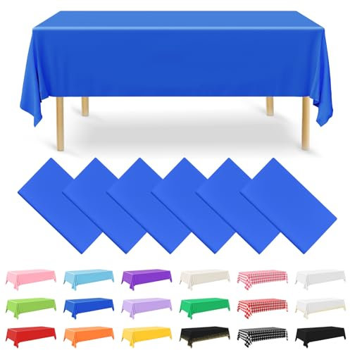 NACHLYNN 6 Stück Einweg Tischdecke 137 x 274 cm Dunkelblau Rechteckige Tischabdeckung Wasserdicht Gartentischdecke für Festivals Party Hochzeiten Brautpartys Geburtstag Dekorationen