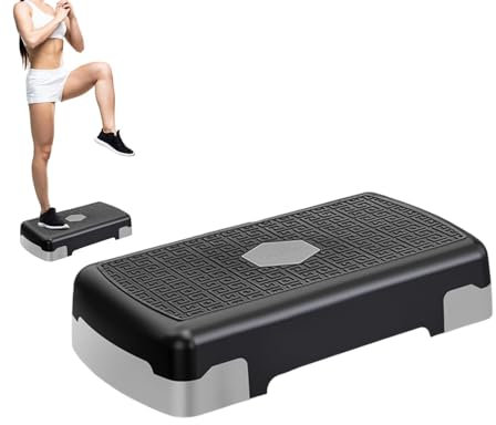 Aerobic-Stepper – Übungsschritt-Plattform, höhenverstellbar, mit 3 Erhöhungen, Stepboard für Cardio-Workouts zu Hause und im Fitnessstudio, 45 cm (17,72 Zoll) (dunkelgrau, schwarz rot)