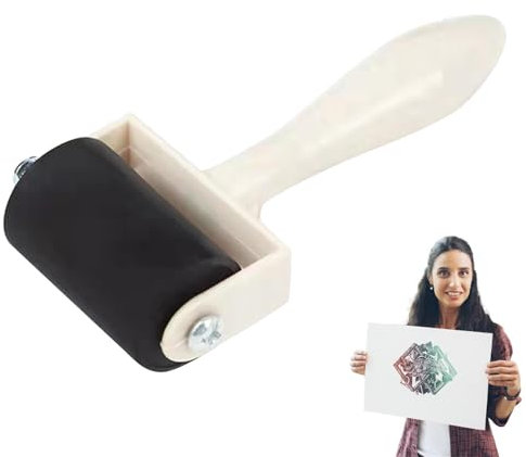 Rubber Brayer Roller - Wood Handle Printmaking Roller - Hand Stamping Printing Applicator Roller Hand Tool for Art Craft Oil Painting Tool