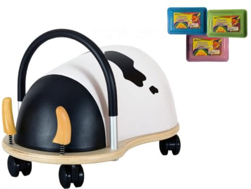 Original Wheely Bug Rutschauto Kuh klein Der Rutscher schlechthin Ab 18 Monaten geeignet Exklusivpaket mit einem Paket Straßenmalkreide Farblich Sortiert