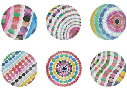 French Bull Platos surtidos de melamina, juego de 6 piezas, vajilla de melamina, para servir, fiesta, plato y plato (plato de aperitivos de 6 pulgadas, bola)