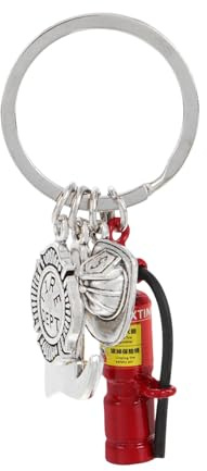 Feuerwehr Schlüsselanhänger Kleiner Feuerlöscher und Helm aus Zinklegierung | Rucksackdekoration, Portable Qualität, Fein Gearbeitet, Vielseitig Nutzbar, für Feuerwehrfans und Sammler
