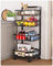 UMDONX Metálico Carrito Cocina Auxiliar con Ruedas 4 Niveles, para la Cocina, Dormitorio, Sala de Estar, Cuarto de Baño (Negro 42x32x87 CM)