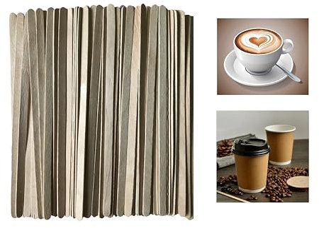 VEZODEK 100 Stück Kaffee Rührstäbchen Holz Kaffeerührer 14cm Holzstäbchen Umrühren Kaffeesticks | Wooden Espresso Sticks Coffee Stirrer | Einweg Holzleisten Cafe Zubehör (45, Gramm)