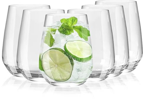 Water Glasses, Drinks and Juice Glass Tumbler, 450 ml, Set of 6 Premium Highball Glasses, Red Wine Glasses, Cocktail Glasses, Drinking Glasses for Water, Juice, and Cocktail