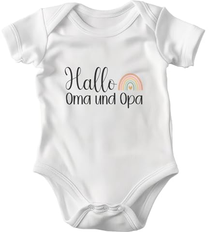 22Feels Bio-Baumwolle Unisex Babybody Oma Opa Kurzarm Weiss Strampler Babyparty Geschenk Babyshower Schlupfkragen Weicher Einteiler für Neugeborene Babys
