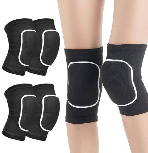 GWAWG 2 paia di ginocchiere da danza nere protezione per le ginocchia, spugna spessa, morbida e traspirante, elastica, adatta per danza yoga ride calcio sport all'aria aperta