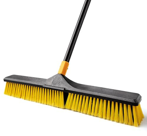 Yocada Escoba de 61 cm para Exteriores, Resistente Cepillo para Exteriores, cerdas rígidas para Limpiar Patios, garajes, Cubiertas, hormigón, Madera, Piedra, Azulejos, Suelo, 165,88 cm de Largo