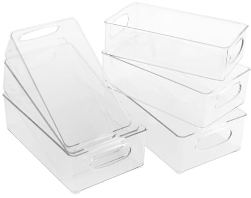 6er Set Kühlschrank Organizer, 3 Größen Kühlschrank Boxen, Transparente | YIXNSW PET Vorratsbehälter, Klare Sicht, Speisekammer Küche Ordnung, Fridge Organisation