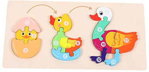 IMIKEYA 1 Satz Entenwachstumspuzzle Puzzles für Vorschulkinder Lernpuzzlespielzeug Puzzle- Kindergarten-Rätsel Kinderlebenszyklusspielzeug für Puzzlekindergarten hölzern