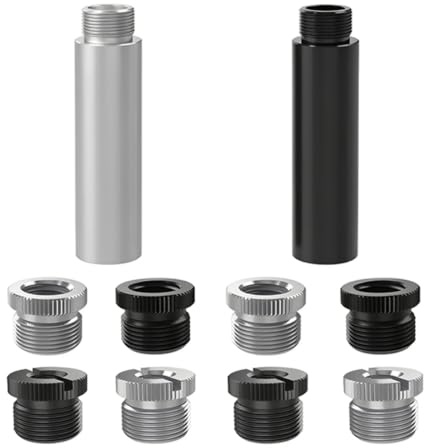 2Pcs Microphone Extension Tubes and 4 Pcs Mic Thread Adapter (3/8 Female to 5/8-27 Male), Mic Stand Extender, Microphone Extension Rod for Desk Boom Arm and Microphone Stand