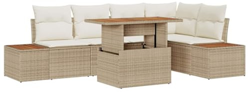 vidaXL Garten-Sofa-Set 6 STK. Beige Poly Rattan