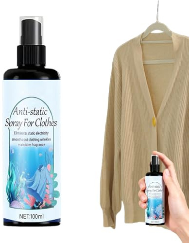 Anti Statik Spray 100ml Instant Reisegröße Langanhaltend | Statikentferner Spray Und Kleidungserfrischer für Zuhause Büro Stoff Kleidung Möbel Haare Rock Pullover Schal Mantel