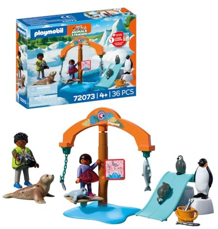 PLAYMOBIL | Animals & Friends | Zoo EIS-Expedition | Pinguine und Robben mit Futter-Karussell | Kinder Spielzeug ab 4 Jahren | 72073