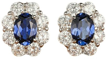 Daesar Weißgold Ohrstecker Damen 585 EchtWeißgold, Ohrringe Blume mit 2ct Saphir und Moissanit Hochzeit Ohrstecker Nickelfrei