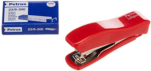 PETRUS 44767 - Grapadora modelo Liliput 200 + 1 Caja grapas 23/6-200 colores surtidos (en blister)