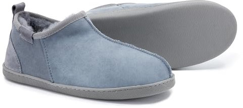 Vanuba Dorper Handmade Herrenhausschuhe, Naturleder, 100% Schafwolle, Warme und Bequeme Hausschuhe 44 EU Leder Harz Grau/ Grau