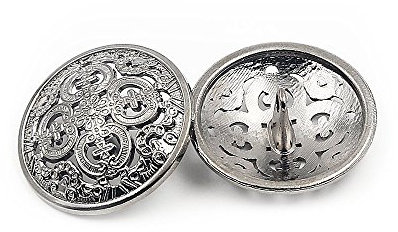 10PCS Kleidung Knopf - Retro Hollow Sewing Button Shank Runde Geformte Metall Button Set für Männer Frauen Blazer, Mantel, Uniform, Hemd, Anzug und Jacke (Silber, 15mm)