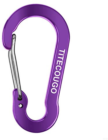 Carabiner Keychain,Aluminum D-ring Locking Carabine D-Shape Lock Snap Backpack Water Bottle Keychain Climbing Gear Accessories EDC Camping Tent Multi Function Tool Multiple Colors Purple 4 Pack