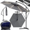 Kingsleeve® Sombrilla de Jardín Parasol Antracita 350cm Manivela Luces LED Protección UV80+ Seguro Antiviento Funda Protectora